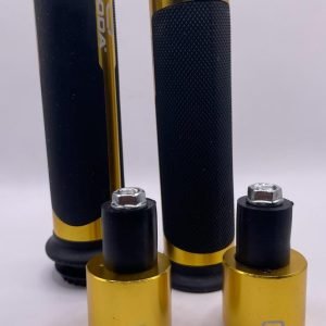 PUÑOS NEGROS CON CONTRAPESO ALUMINIO DORADO